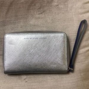 Silver and Navy Blue Marc Jacobs Wristlet